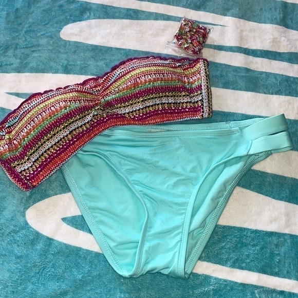 NWOT Mossimo blue green bikini bottom only -medium - Picture 5 of 8